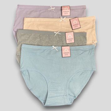 Трусы женские слипы однотонные в рубчик Ouruoni, 3XL, 4 шт N200 фото