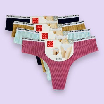 Жіночі труси стрінги безшовні Uo Kin, 2XL, 4 шт А4432 фото