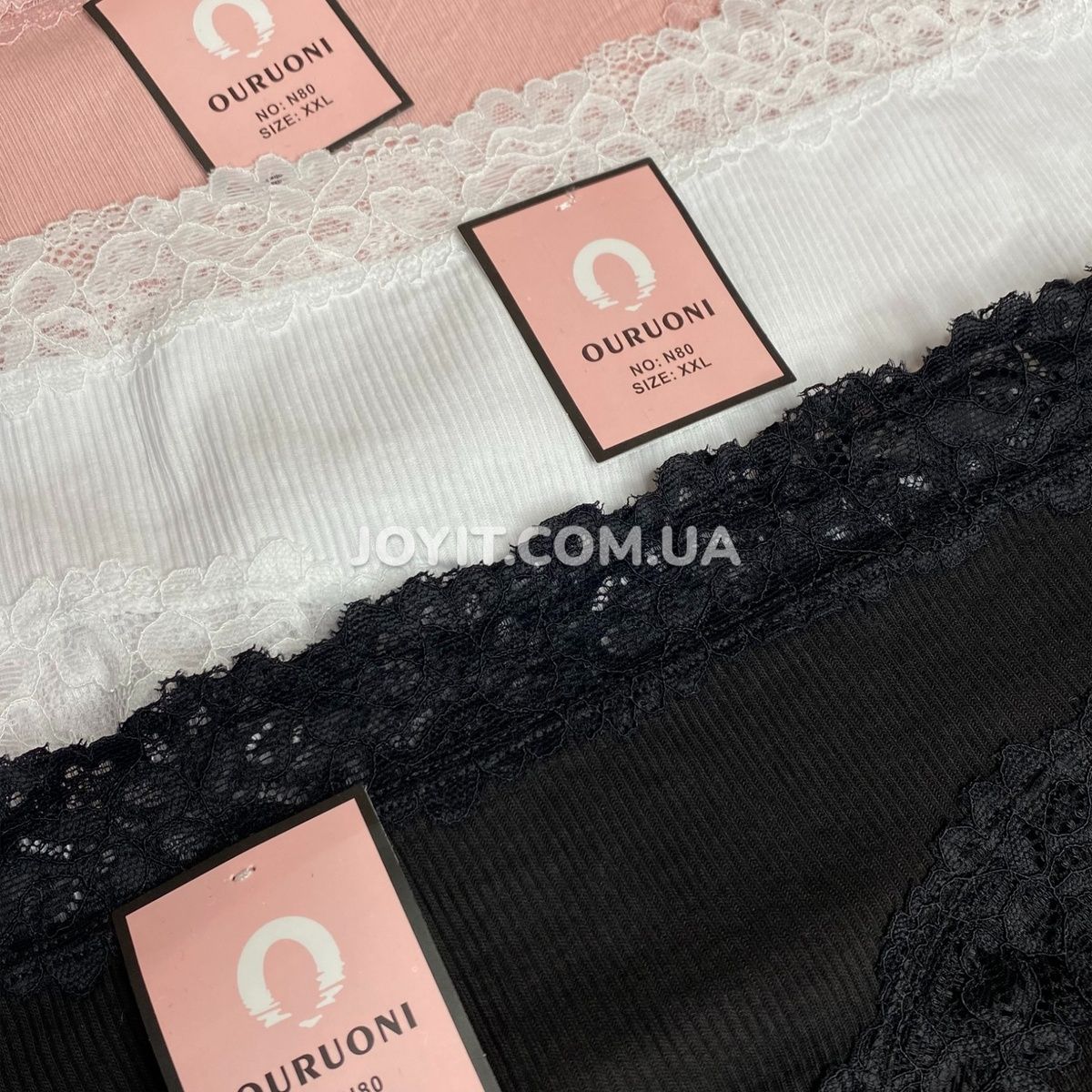 Трусики женские кружевные хлопковые Ouruoni, 2XL, 4 шт N80 фото