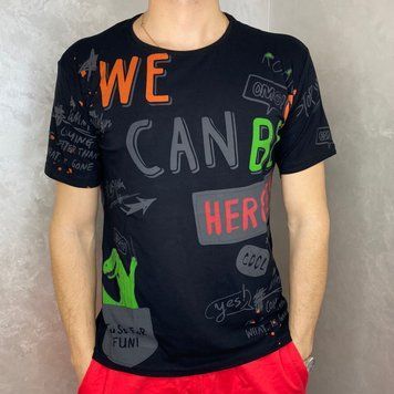 Чоловіча чорна футболка "We Can Be Heroes" Moranni 2XL, 1 шт 8215 фото
