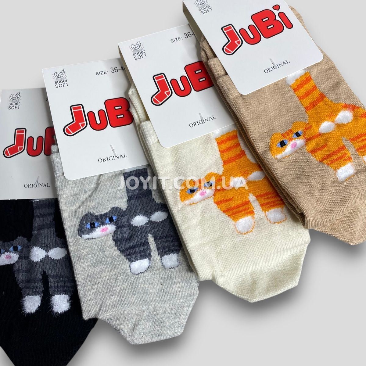Высокие женские носки с принтом "Котики" р.36-40 JuBi, 4 пары JB001-345 фото