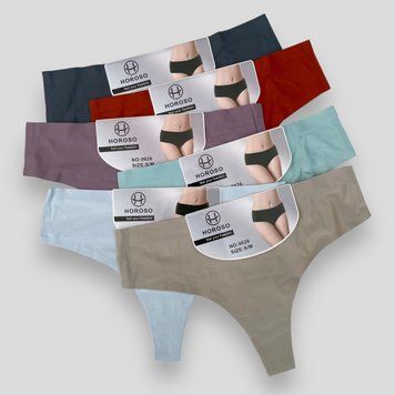 Труси жіночі безшовні мікрофібра стрінги Horoso S/M L/XL набір 6 шт (9626) 9626 фото