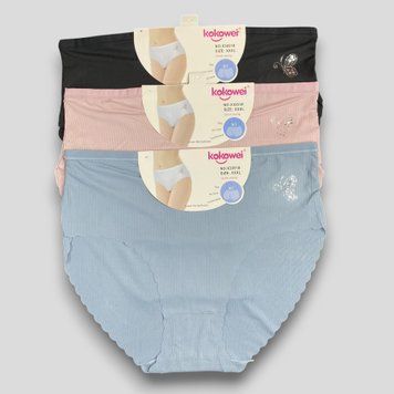 Труси жіночі безшовні з метеликом Kokowei, 3XL, 3 шт X3851 фото