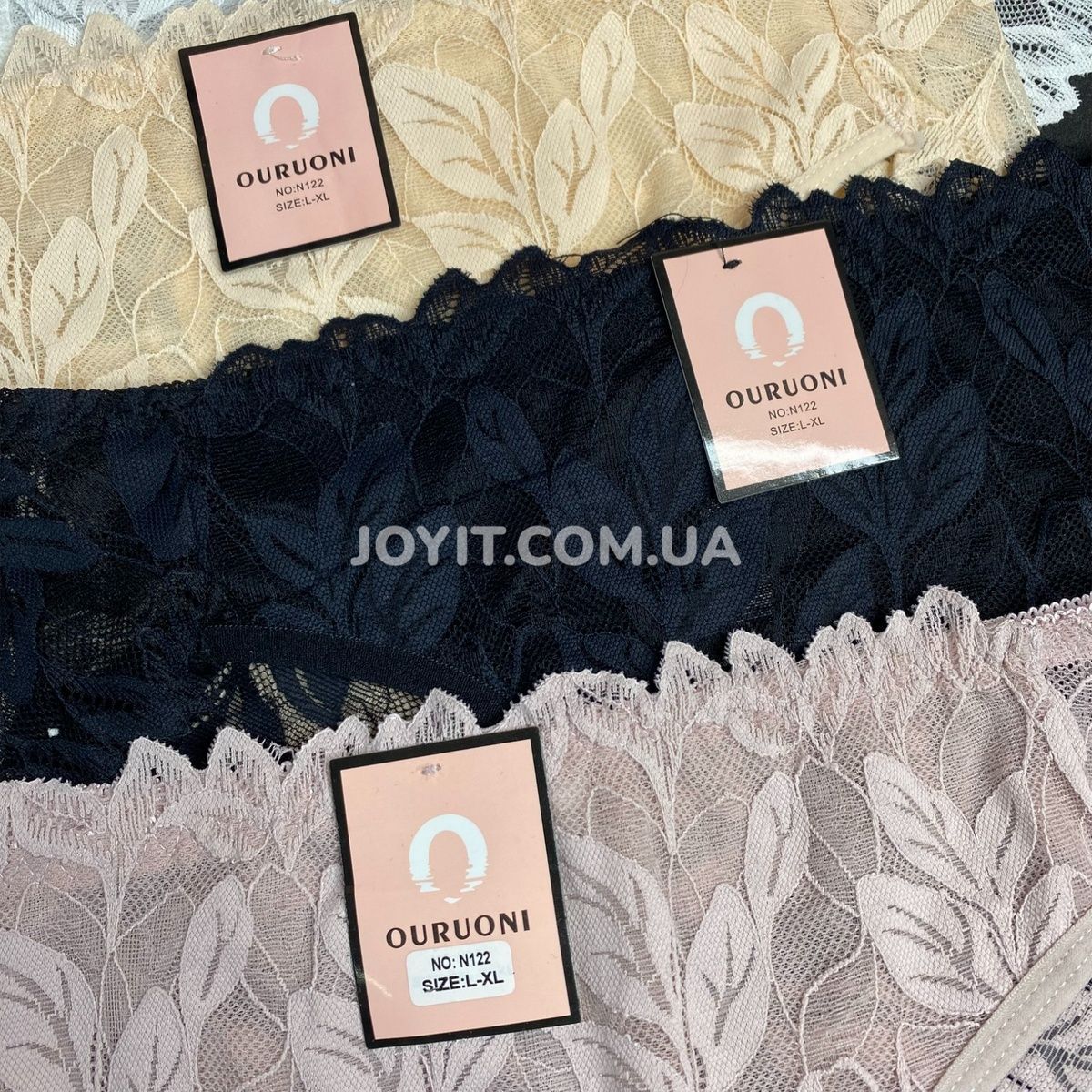 Трусики жіночі мереживні бавовняні Ouruoni, L/XL, 4 шт N122 фото