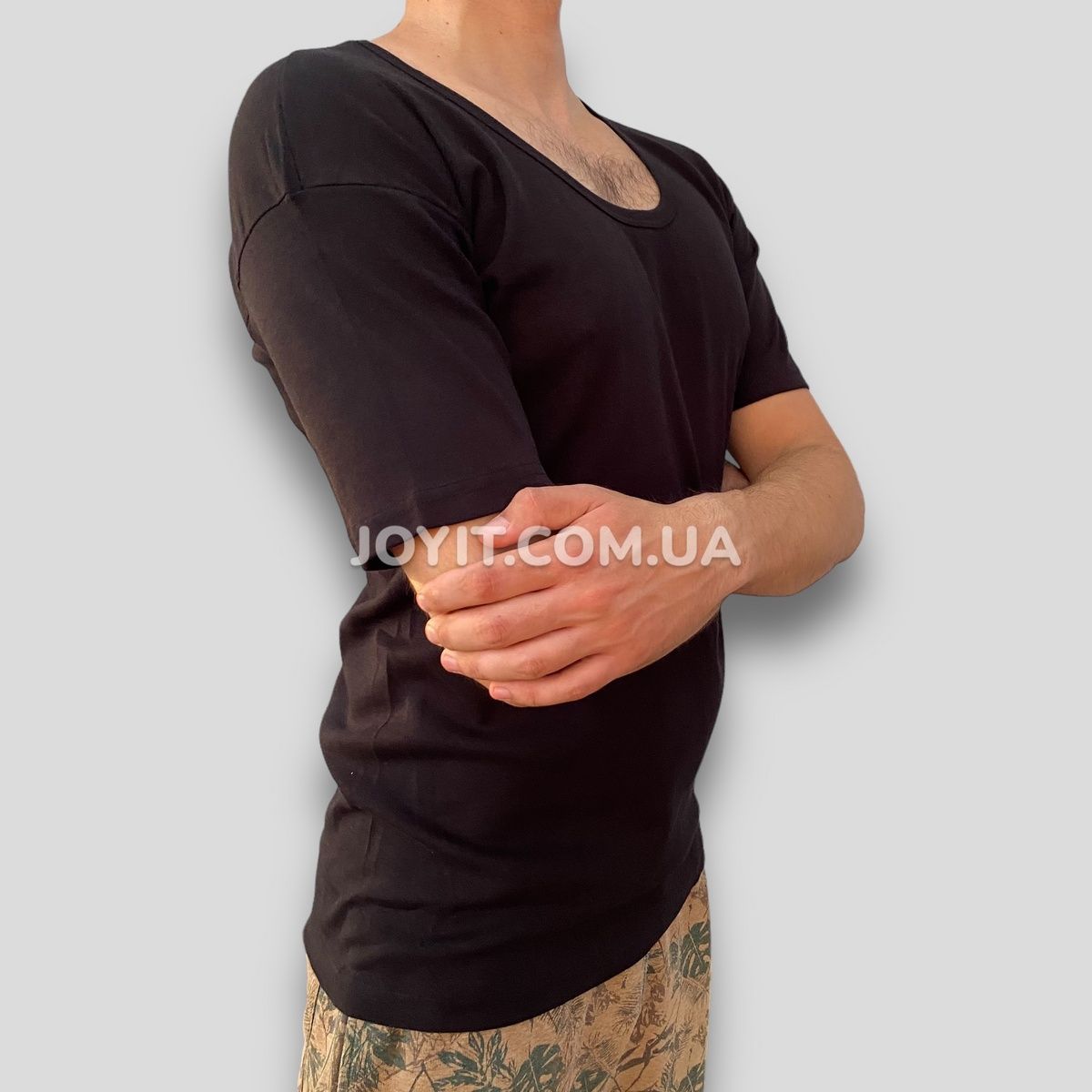 Чорна чоловіча футболка з відкритим горлом Namaldi 2XL, 1 шт 113B фото