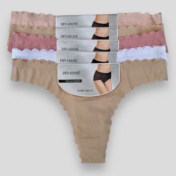 Труси жіночі мікрофібра стрінги безшовні в рубчик Dina Rose L/XL (5067) 5 шт 5067 фото