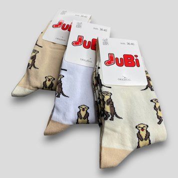 Высокие женские носки с принтом Сурикаты р.36-40 JuBi, 3 пары JB010-341 фото